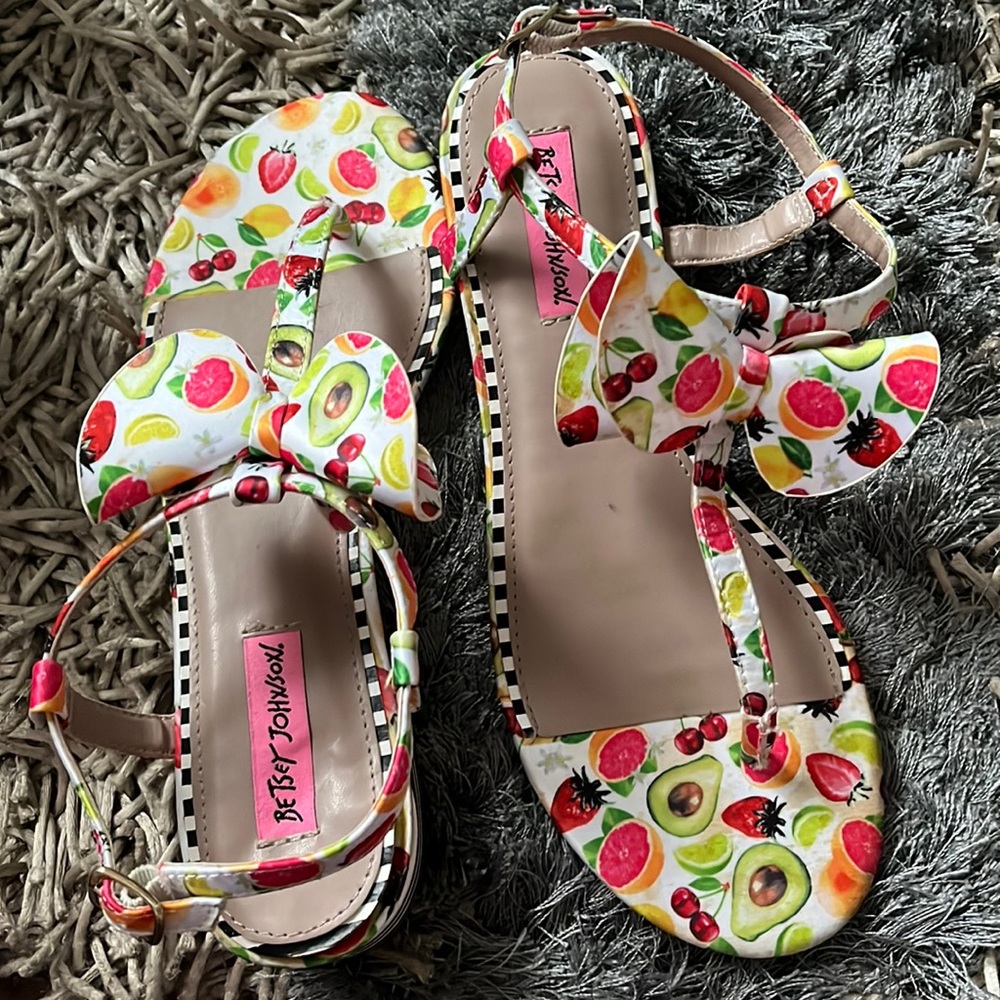 Betsey Johnson, fruit sandals with block heel